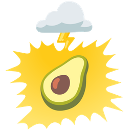 cloud with lightning and avocado