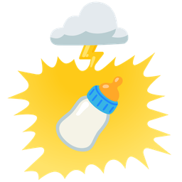 cloud with lightning and baby bottle