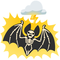 cloud with lightning and bat