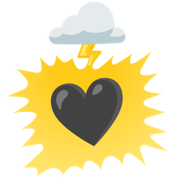 cloud with lightning and black heart