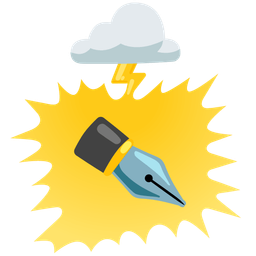 cloud with lightning and black nib