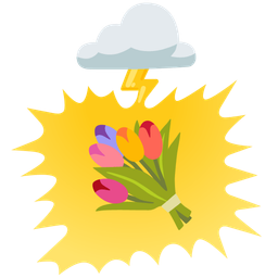 cloud with lightning and bouquet