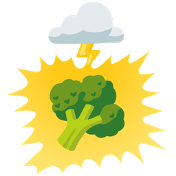 cloud with lightning and broccoli