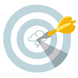 cloud with lightning and bullseye