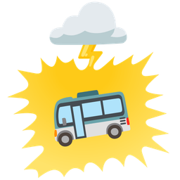 cloud with lightning and bus