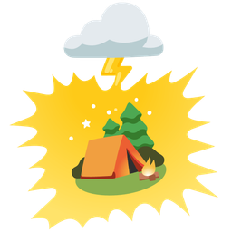 cloud with lightning and camping
