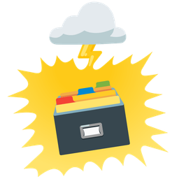cloud with lightning and card file box