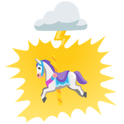 cloud with lightning and carousel horse