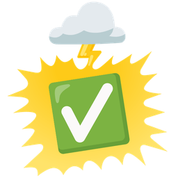 cloud with lightning and check mark button