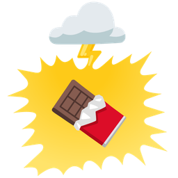 cloud with lightning and chocolate bar