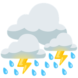 cloud with lightning and cloud with rain