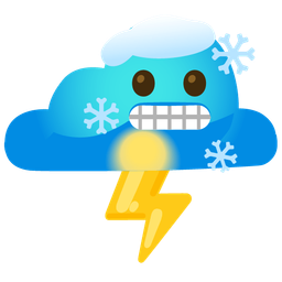 cloud with lightning and cold face
