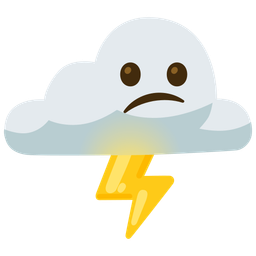 cloud with lightning and confused face