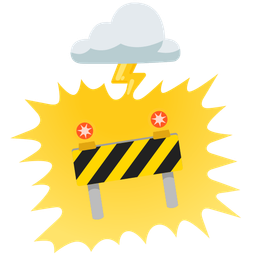 cloud with lightning and construction