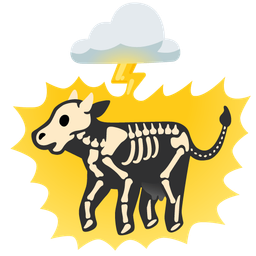 cloud with lightning and cow face
