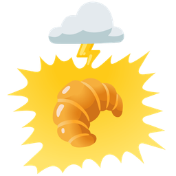 cloud with lightning and croissant