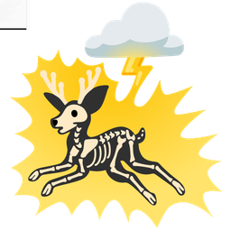 cloud with lightning and deer