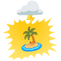 cloud with lightning and desert island