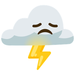 cloud with lightning and disappointed face