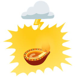 cloud with lightning and diya lamp