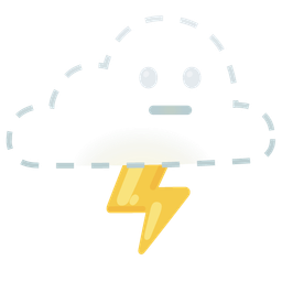 cloud with lightning and dotted line face