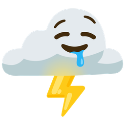 cloud with lightning and drooling face