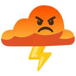 cloud with lightning and enraged face