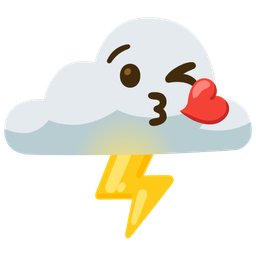 Cloud with lightning and Face blowing a kiss
