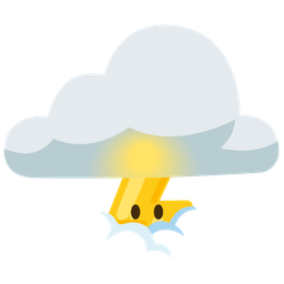 cloud with lightning and face in clouds