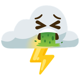 cloud with lightning and face vomiting