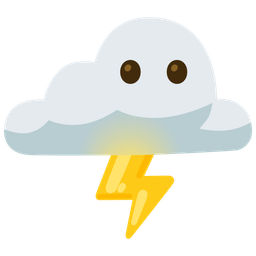 cloud with lightning and face without mouth