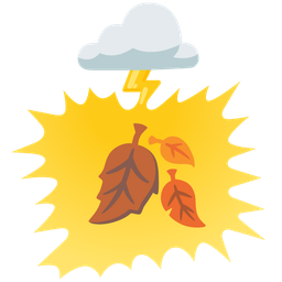 cloud with lightning and fallen leaf