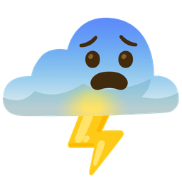 cloud with lightning and fearful face