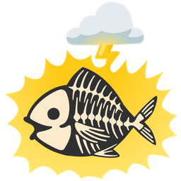 cloud with lightning and fish