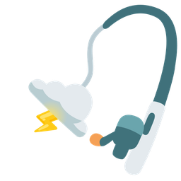 cloud with lightning and fishing pole