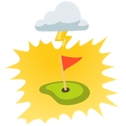 cloud with lightning and flag in hole