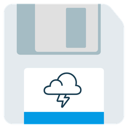cloud with lightning and floppy disk