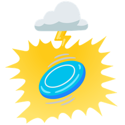 cloud with lightning and flying disc