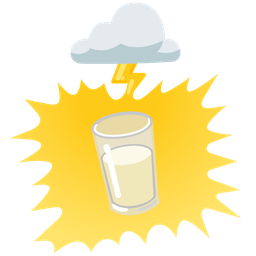 cloud with lightning and glass of milk
