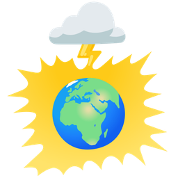 cloud with lightning and globe showing Europe-Africa