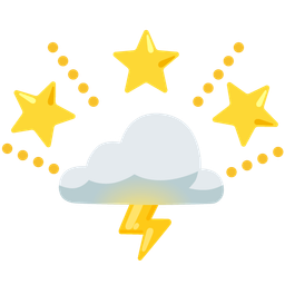 cloud with lightning and glowing star