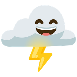 Cloud with lightning and Grinning face with smiling eyes