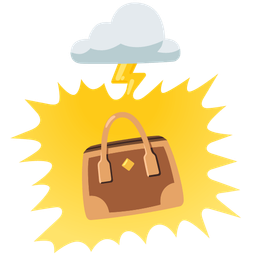 cloud with lightning and handbag