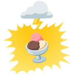 cloud with lightning and ice cream