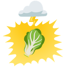 cloud with lightning and leafy green