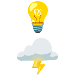 cloud with lightning and light bulb