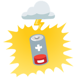 cloud with lightning and low battery