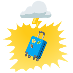 cloud with lightning and luggage