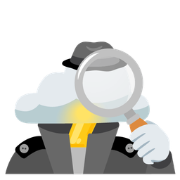 cloud with lightning and magnifying glass tilted right