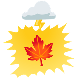 cloud with lightning and maple leaf